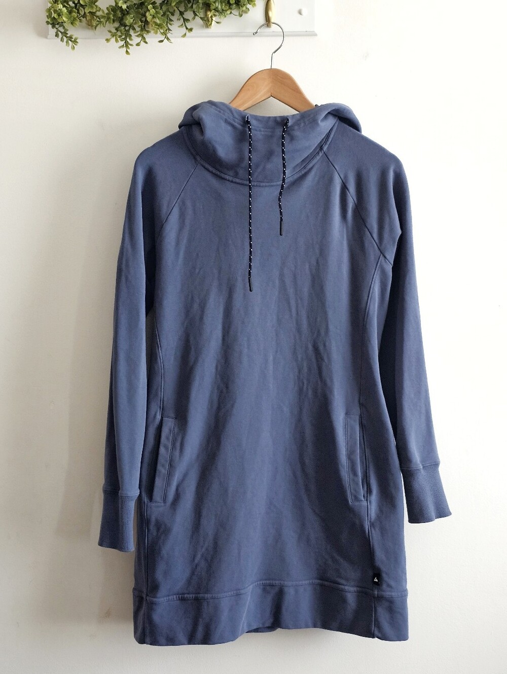 American Giant Hooded Sweatshirt Dress Blue Made in USA Women's Medium Cotton St